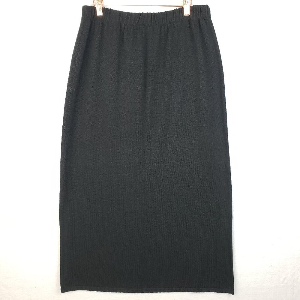 Vintage DYLANI Knitwear Midi Skirt Knit Black Minimalist Wrinkle-Free size XL
